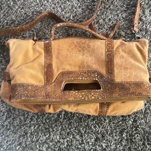Old Gringo leopard Tan and Brown Textured Suede Satchel
